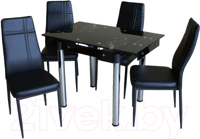Обеденный стол Баобаб В08-77 (черный с цветами)