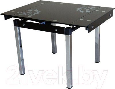 Обеденный стол Баобаб В08-758 (черный с цветами)