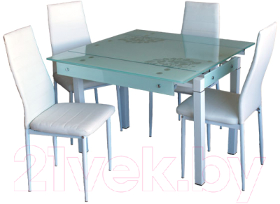Обеденный стол Баобаб В07 (белый с цветами)