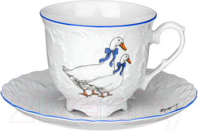 Чашка с блюдцем Cmielow i Chodziez Rococo / 676-044 (гуси)