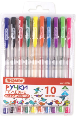 Изображение товара Набор гелевых ручек Пифагор 142794 (10шт)