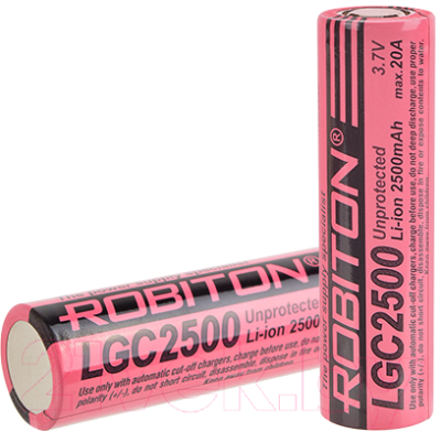 Изображение товара Аккумулятор Robiton LGC2500 без защиты 20А (LG 18650HE2) PK1