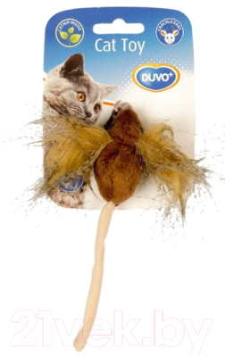 Игрушка для кошек Duvo Plus Мышка с пушистыми ушками / 1717050 (коричневый)
