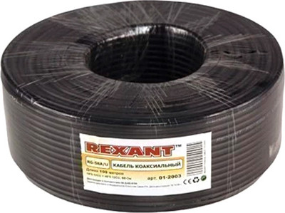 Кабель Rexant RG-58A-U / 01-2003 (100м, черный) -