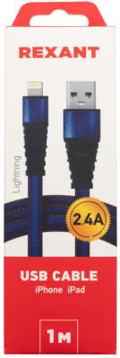 Кабель Rexant USB-Lightning / 18-7053 (1м, джинс)