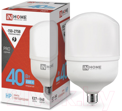 Лампа INhome LED-HP-PRO 40Вт 230В Е27 E40 6500К 3600Лм (с адаптером)