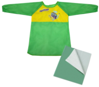 Фартук для творчества Юнландия Накидка с рукавами для труда / 228357 (зеленый, с клеенкой) - 