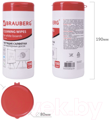 Салфетки для очистки маркерных досок Brauberg 513029 (100шт)