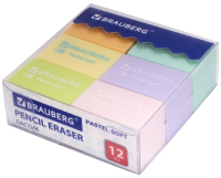 Набор ластиков Brauberg Pastel Soft / 229598 (12шт) - 