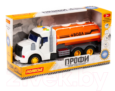 Автомобиль игрушечный Полесье Профи поливочный автомобиль / 89809 (инерционный, оранжевый)