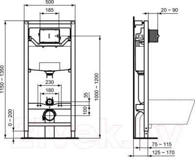 Унитаз подвесной с инсталляцией Ideal Standard Tesi Aquablade + Oleas M2 S0079R0121AC (белый)