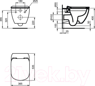 Унитаз подвесной с инсталляцией Ideal Standard Tesi Aquablade + Oleas M2 S0079R0121AC (белый)