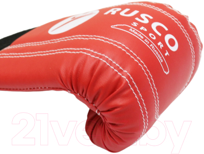 Боксерские перчатки RuscoSport к/з (L, красный)
