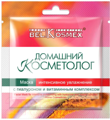 Маска для лица тканевая BelKosmex Домашний косметолог с гиалуроном и витаминным комплексом (26г)