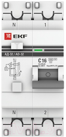 Дифференциальный автомат EKF АД-32-16А-30мА PROxima / DA32-16-30-pro