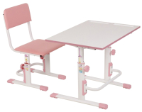 Парта+стул Polini Kids Simple / 0002441.69 (белый/розовый) - 