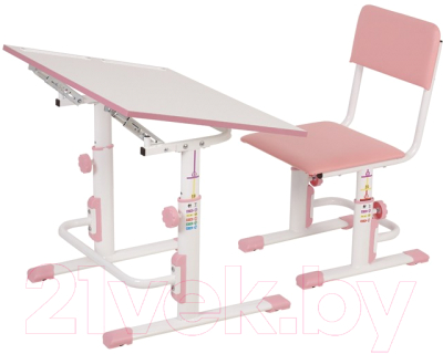 Парта+стул Polini Kids Simple / 0002441.69 (белый/розовый)