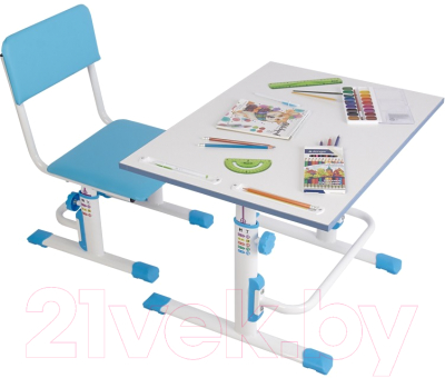 Парта+стул Polini Kids Simple / 0002441.17 (белый/синий)