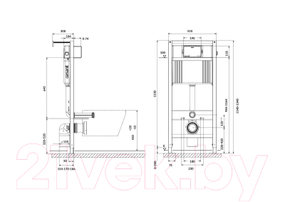 Инсталляция для унитаза Cersanit Aqua Prime P 50Z / А63476 + P-BU-ACN-CIR-PN/Cg