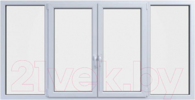 Балконная рама Brusbox Kale Поворотно-откидные 2 центральные створки 2 стекла (1650x2650x60)