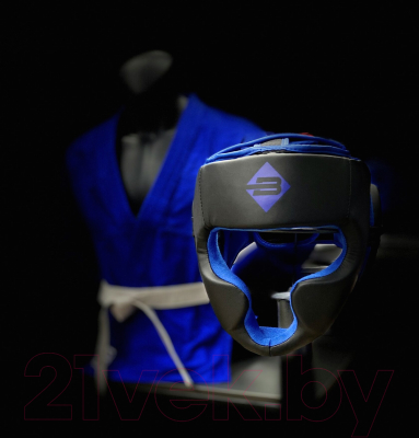 Боксерский шлем BoyBo Атака (L/XL, черный/синий)