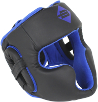 Боксерский шлем BoyBo Атака (S/M, черный/синий) - 