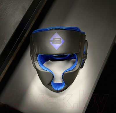 Боксерский шлем BoyBo Атака (S/M, черный/синий)