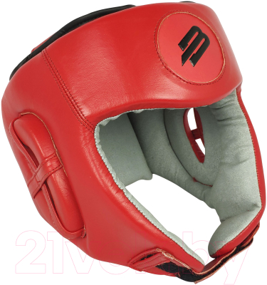 Шлем для карате BoyBo Кожа (S, красный)