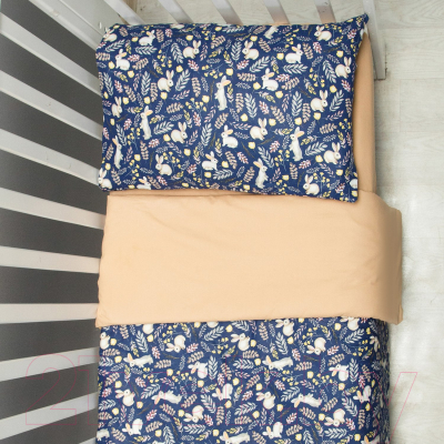 Комплект постельный для малышей Amarobaby Зайчики / AMARO-3003-ZSi (синий)