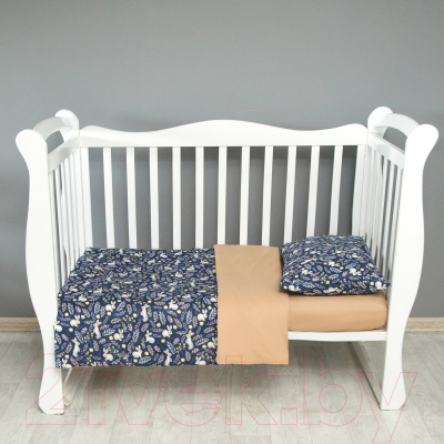 Комплект постельный для малышей Amarobaby Зайчики / AMARO-3003-ZSi (синий)