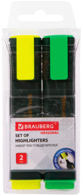 Набор маркеров Brauberg Original / 151687 (2шт, желтый/зеленый)