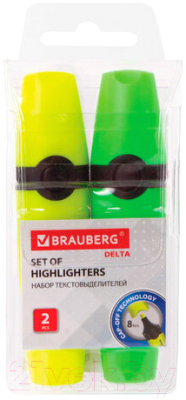 Набор маркеров Brauberg Delta / 151725 (2шт, желтый/зеленый)