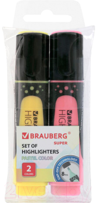 Набор маркеров Brauberg Super Pastel / 151754 (2шт, ваниль/пастельный розовый)