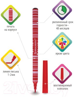 Фломастеры Brauberg Premium Корпус с печатью / 151944 (24шт)