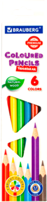 Набор цветных карандашей Brauberg Premium / 181650 (6цв)