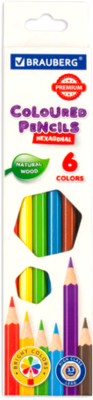 Набор цветных карандашей Brauberg Premium / 181655 (6цв)