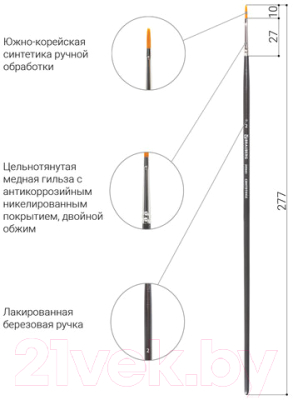 Кисть для рисования Brauberg Art Classic Синтетика жесткая 2 / 200663 (плоская)