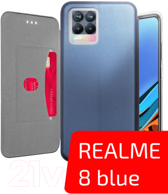 Чехол-книжка Volare Rosso Needson Prime для Realme 8 (синий)