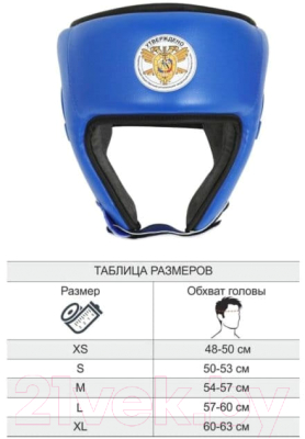 Боксерский шлем RuscoSport Pro С усилением (XL, синий)