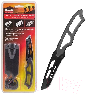 Нож туристический ECOS EX-SW-B01GR / 325125 (серый, со свистком)