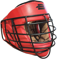 Боксерский шлем BoyBo Flexy с металлической решеткой (L, красный) - 