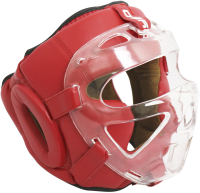 Боксерский шлем BoyBo Flexy с пластиковым забралом (M, красный) - 