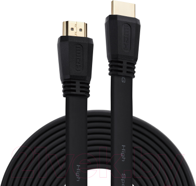 Кабель Buro HDMI 19M-19M V1.4 FL (5м, черный)