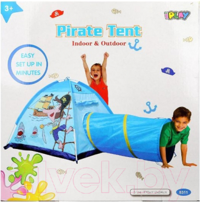 Детская игровая палатка Наша игрушка с туннелем Пират / 8311