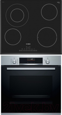 

Комплект встраиваемой техники Bosch, HBG536HS0R + PKF651FP1E