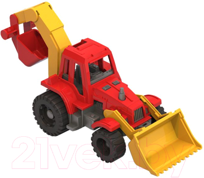 Трактор игрушечный Нордпласт Ижора с грейдером и ковшом / 152