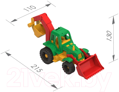 Трактор игрушечный Нордпласт Ижора с грейдером и ковшом / 152