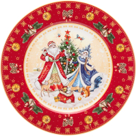 Тарелка столовая обеденная Lefard Дед Мороз и Снегурочка / 85-1717 (красный) - 