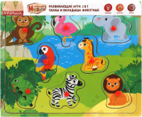 

Развивающая игрушка, Пазл-вкладыш. Животные 2 в 1 / 76845