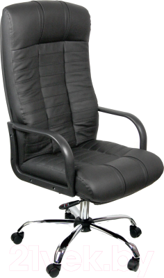 Кресло офисное Деловая обстановка Атлант Стандарт (хром/кожа черный)